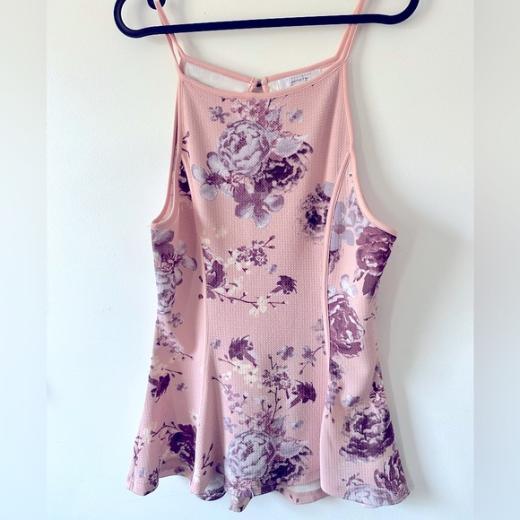 Pink and Purple Floral Peplum Top - Picture 1 of 2